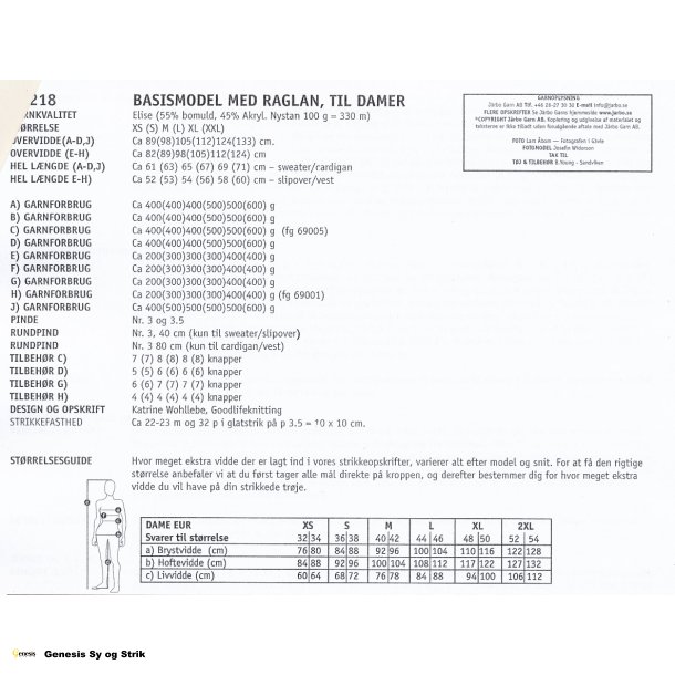 Basismodel med raglan, til damer