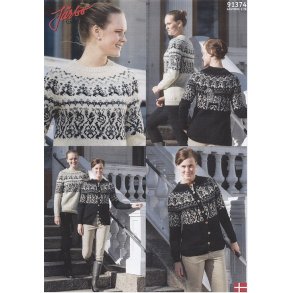 Dalarna bluse og cardigan med rundt brestykke