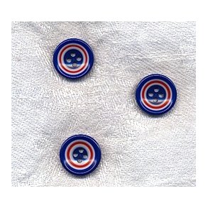 Knap bl med rd og hvide striber