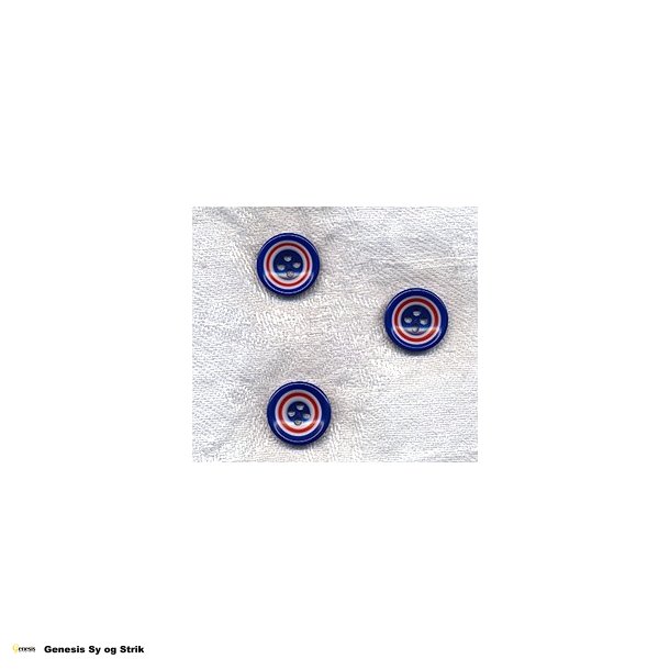 Knap bl med rd og hvide striber