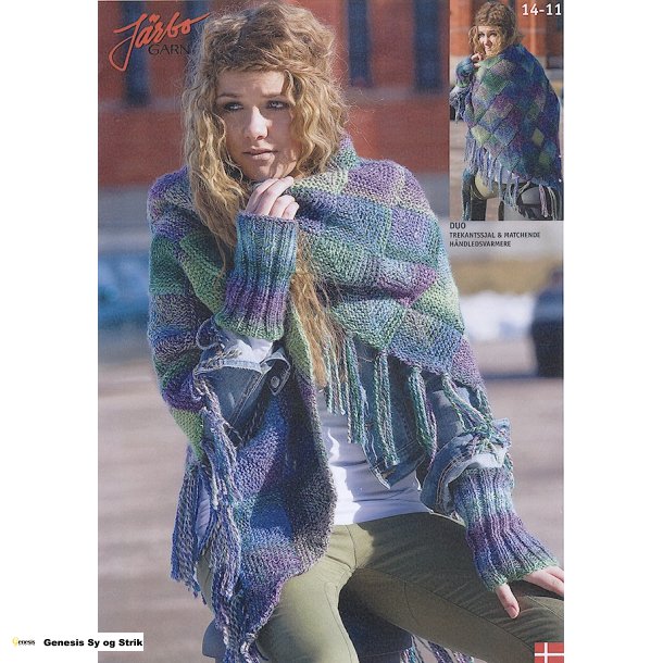 "Dominostrikket" trekantssjal &amp; matchende hndledsvarmere