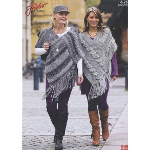 Retstrikket poncho med eller uden snoninger