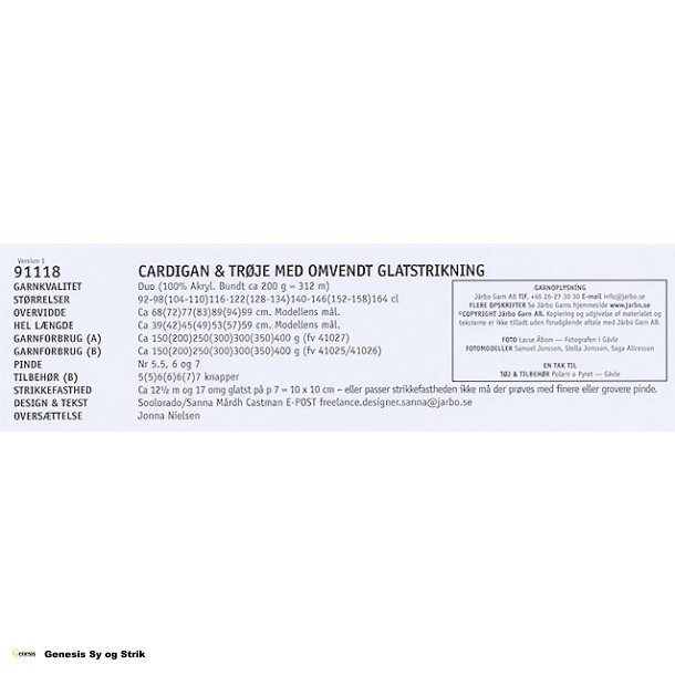 Cardigan &amp; Trje med omvendt glatstrikning