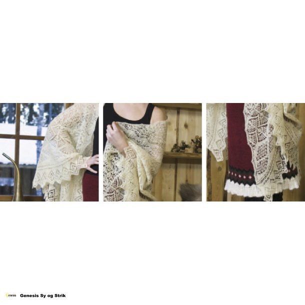 Festsjal i kniplingsstrik