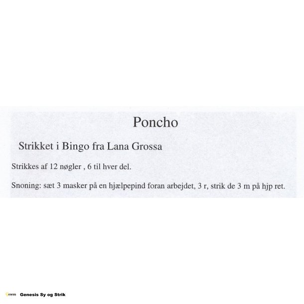 Poncho opskrift alene uden garn