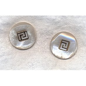 Knap med mnster - Hvid