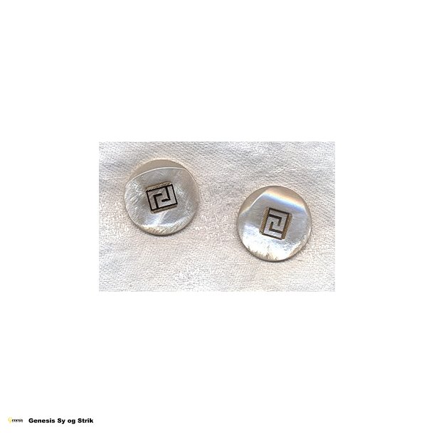 Knap med mnster - Hvid