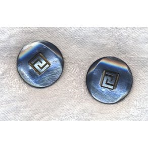 Knap med mnster - Sart blgrn