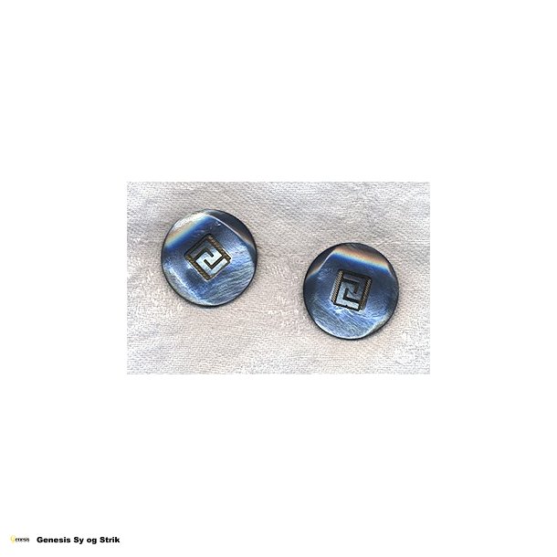 Knap med mnster - Sart blgrn