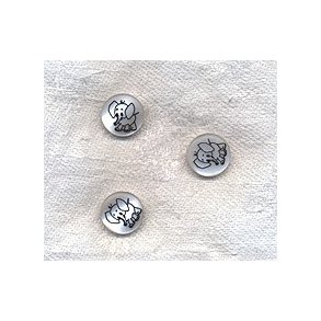 Knap med elefant motiv hvid