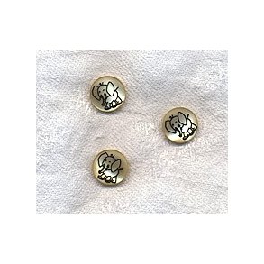 Knap med elefant motiv cremefarvet