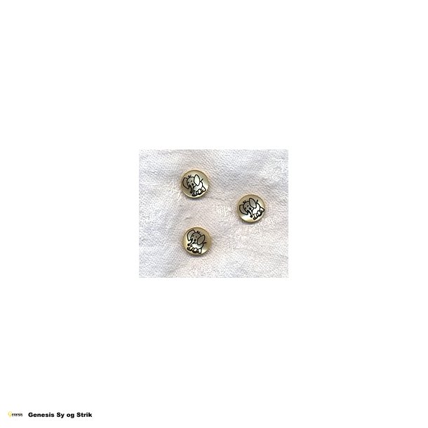 Knap med elefant motiv cremefarvet