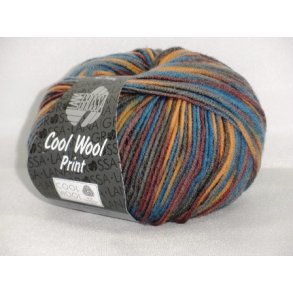 Cool Wool print - Gyldenbrun / kastanje / mudder / petrol