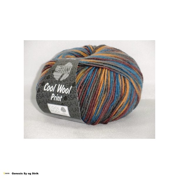 Cool Wool print - Gyldenbrun / kastanje / mudder / petrol
