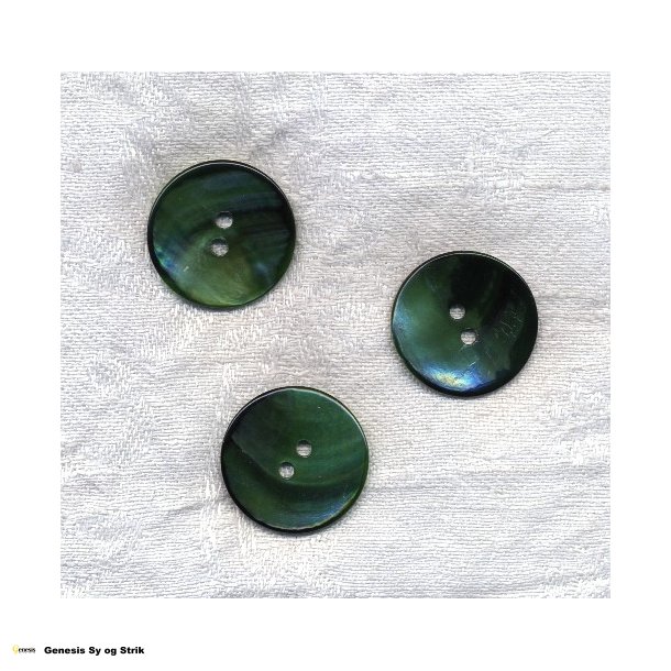 Rund perlemor knap grn 23 mm