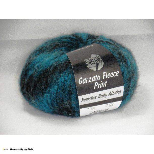 Garzato Fleece print - Turkis / lysegr / sort