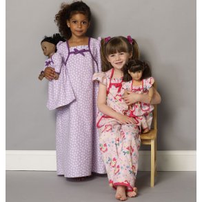Natkjole og pyjamas til piger og dukker