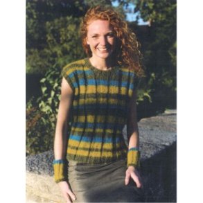 Stribet Mohair-Vest i rib