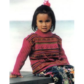 Pigebluse med mnster og flsermer