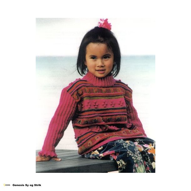 Pigebluse med mnster og flsermer