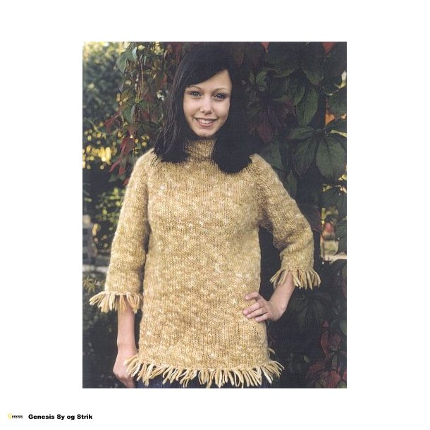 Pigebluse M/ 3/4 - rmer og frynser