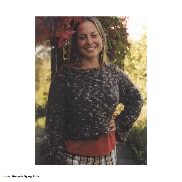 Raglanbluse med trompetrmer og tppesting