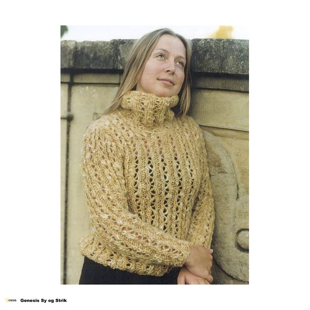 Sweater med hulmnster og rullekrave