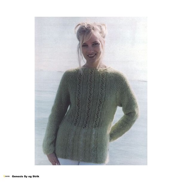 Raglanbluse med hulmnster