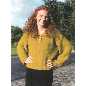 Bluse i perlestrik m/lynls eller knapper