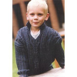 Aran-sweater med ribrmer og krave