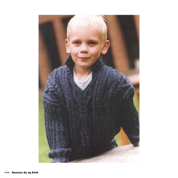 Aran-sweater med ribrmer og krave