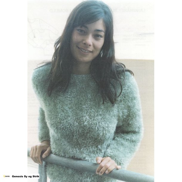 Langhret bluse med kanter i Bomuld