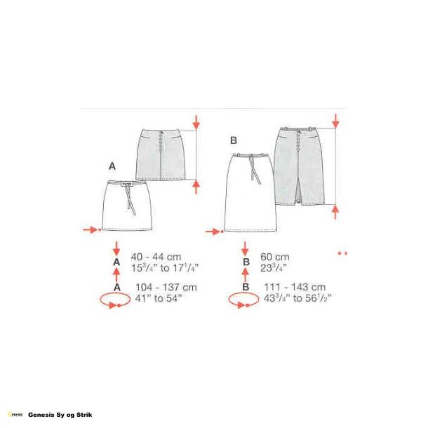 Nederdel med snrre i livet