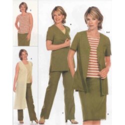 Nederdel, bluse og lang cardigan