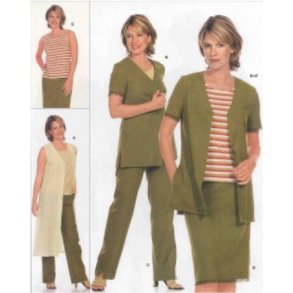 Nederdel, bluse og lang cardigan