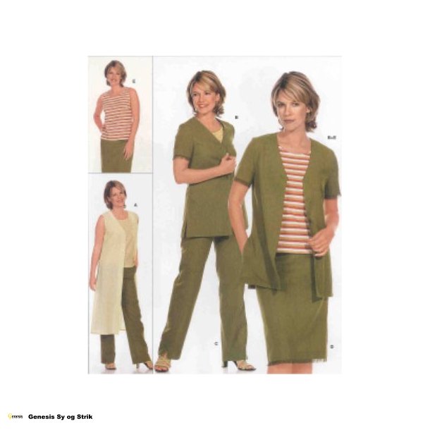 Nederdel, bluse og lang cardigan