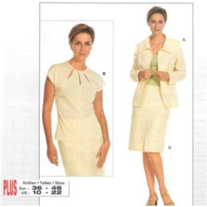 Jakke, nederdel og top