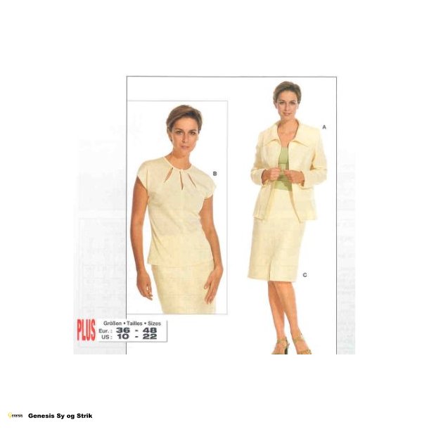 Jakke, nederdel og top