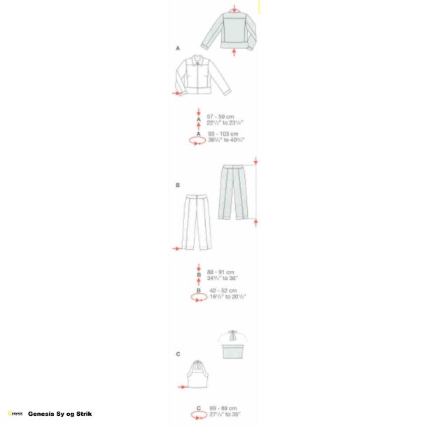 Jakke, bukser og top