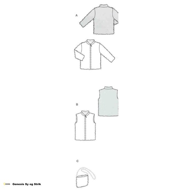 Jakke, vest og taske