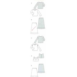 Nederdel, bluse og top