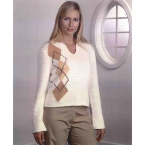 Bluse m. trompetrmer & harlequin