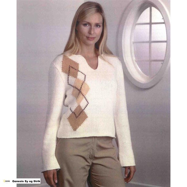 Bluse m. trompetrmer &amp; harlequin