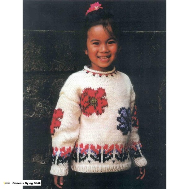 Pigesweater med blomster
