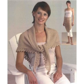 Retstrikket sjal med blondekant