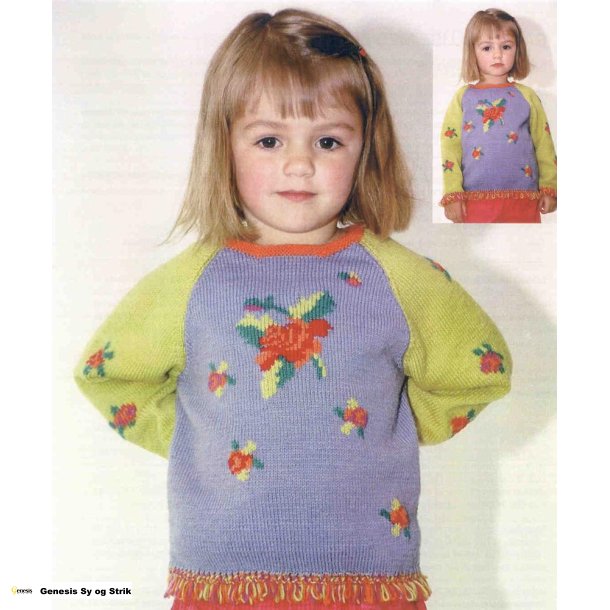 Raglanbluse med blomster