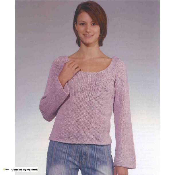 Bluse med hklede blomster
