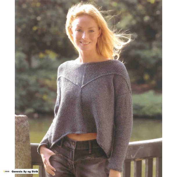 Strukturstrikket bluse med bue foran