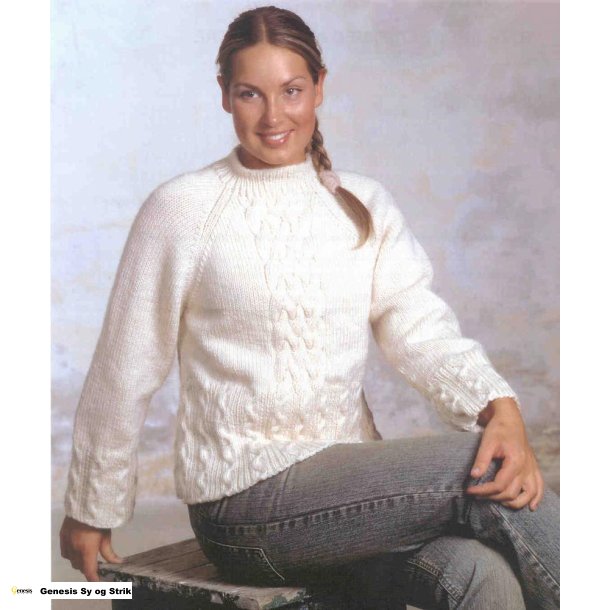 Raglansweater med aranmnstre