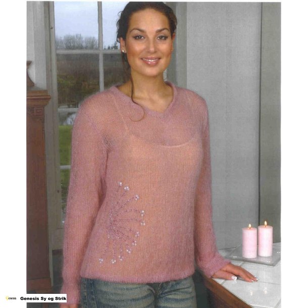 Bluse med perlebroderi